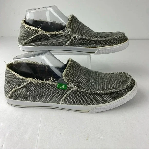 Sanuk Womens 10 Cabrio Gray Canvas Slip On Loafers - Picture 1 of 5